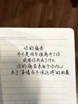 创作者是云舒的你的痛苦，并不是因为谁离开了你，或者你失去了什么，你的痛苦来自于你内心关于“事情本不该这样”的执着。手写作品