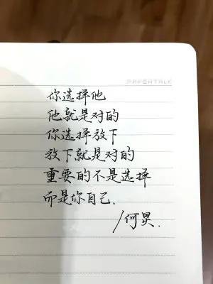 创作者是云舒的你选择他，他就是对对的；你选择放下，放下就是对的。重要的不是选择，而是你自己。——何炅手写作品