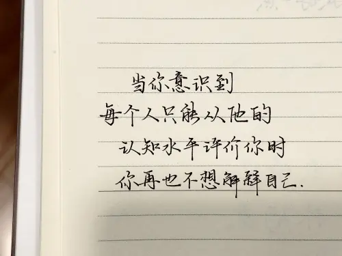 当你意识到每个人只能从他的认知水平评价你时，你再也不想解释自己。
