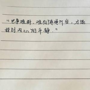 创作者是小的世事难料，唯有随遇而安，才能找到内心的平静。手写作品