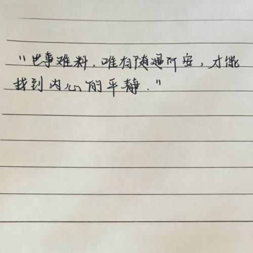 世事难料，唯有随遇而安，才能找到内心的平静。