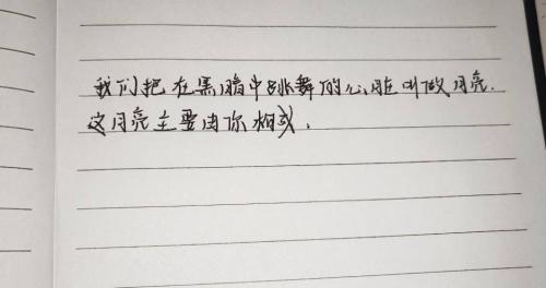 我们把在黑暗中跳舞的心脏叫做月亮
这月亮主要由你构成